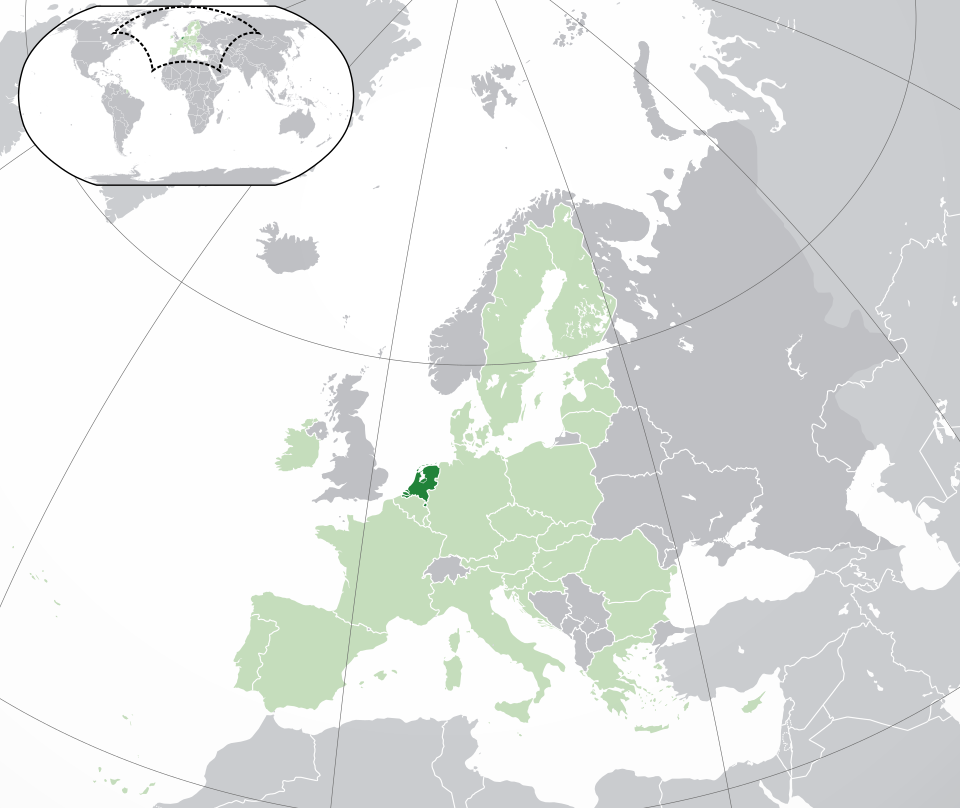The Netherlands' location in Europe